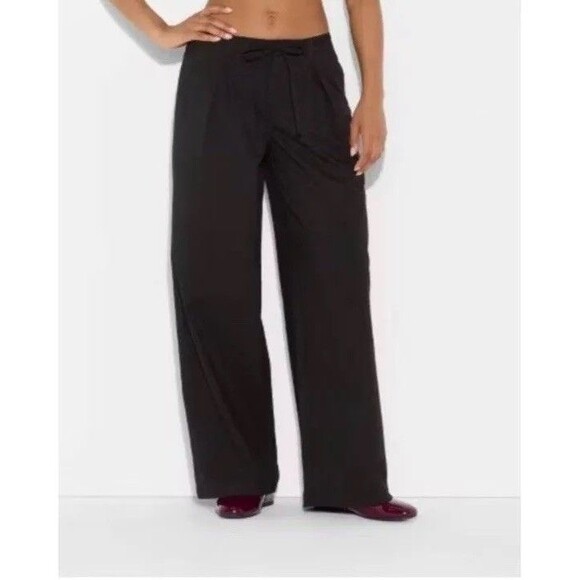 wild fable Pants - Wild Fable Women’s Black Mid Rise Waist Tie Slouchy Wide Leg Trousers Size S